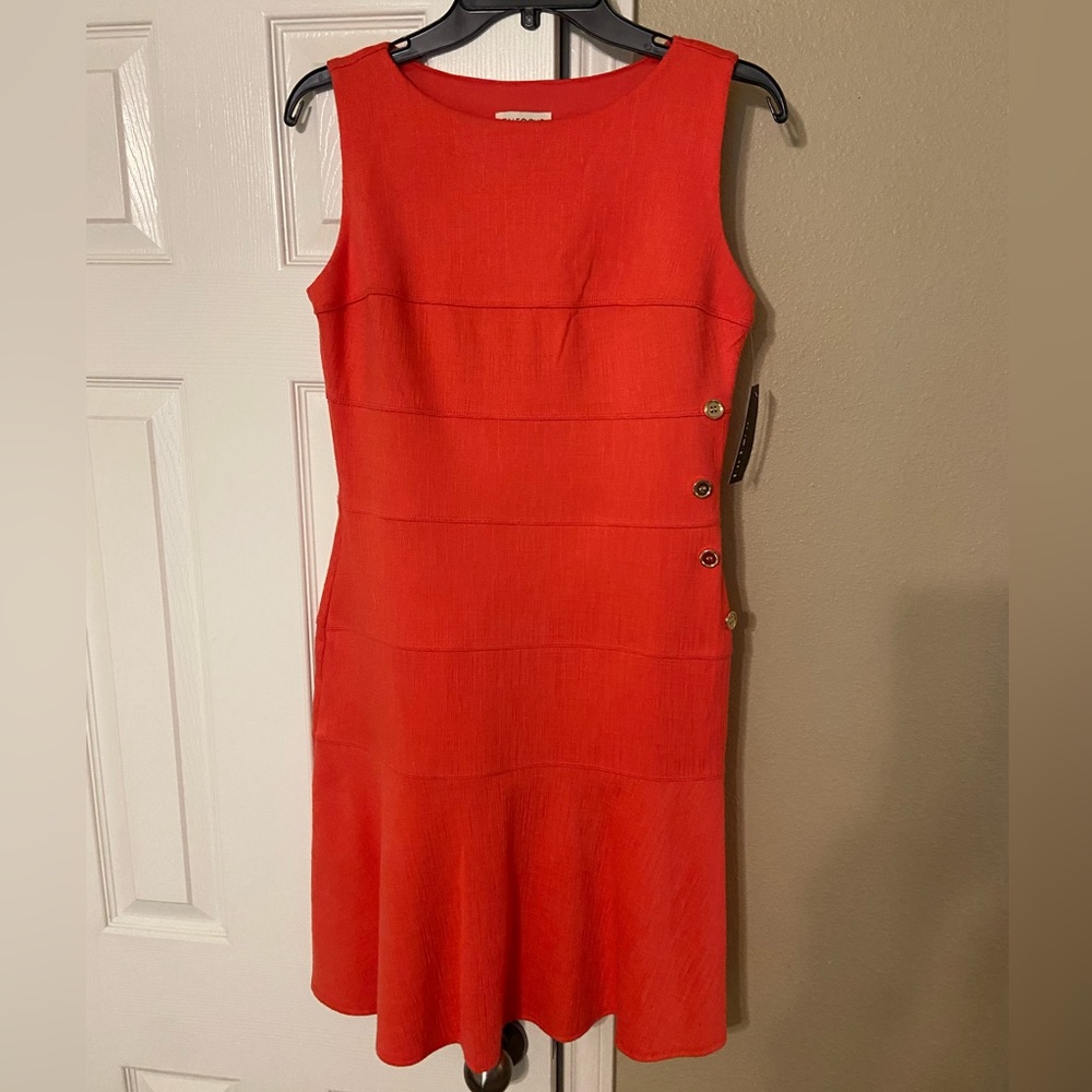 NWT Enfocus Studio Coral Dress with Gold Detail